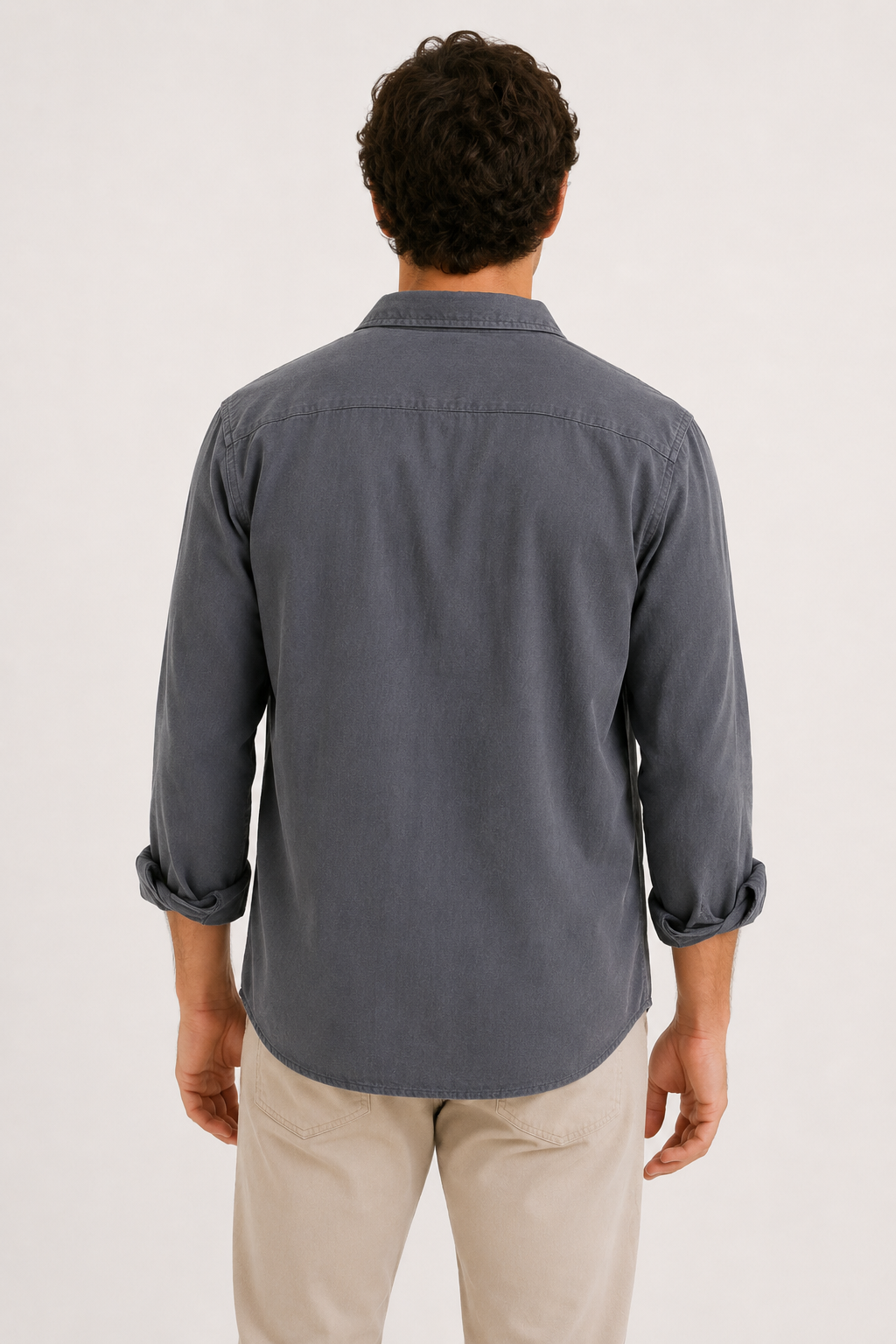 Camisa lino hombre manga larga cuello camisero bolsillo casual - Emil