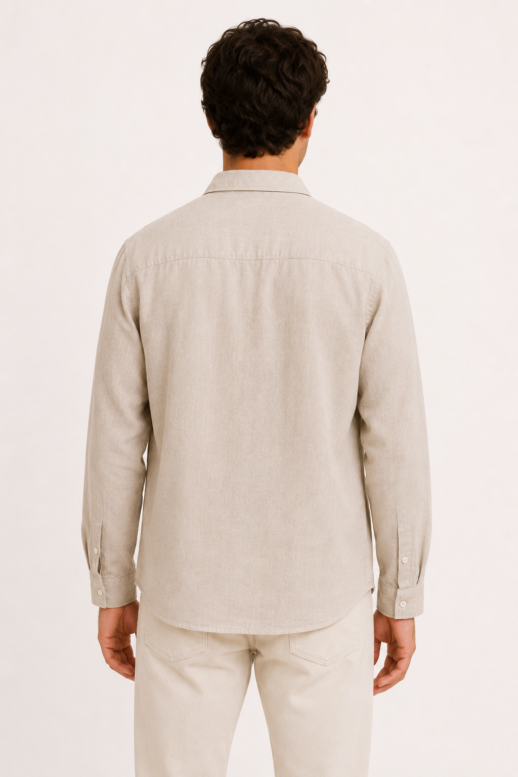 Camisa lino hombre manga larga cuello camisero bolsillo casual - Emil