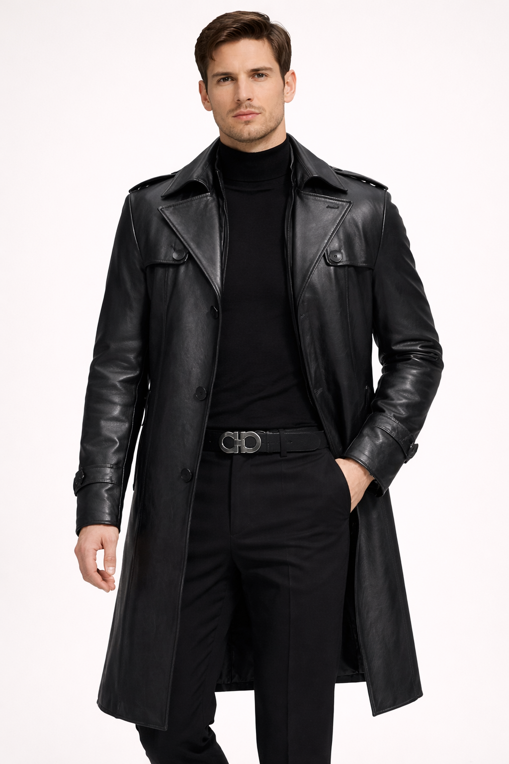 Chaqueta larga elegante de hombre efecto piel - Auren