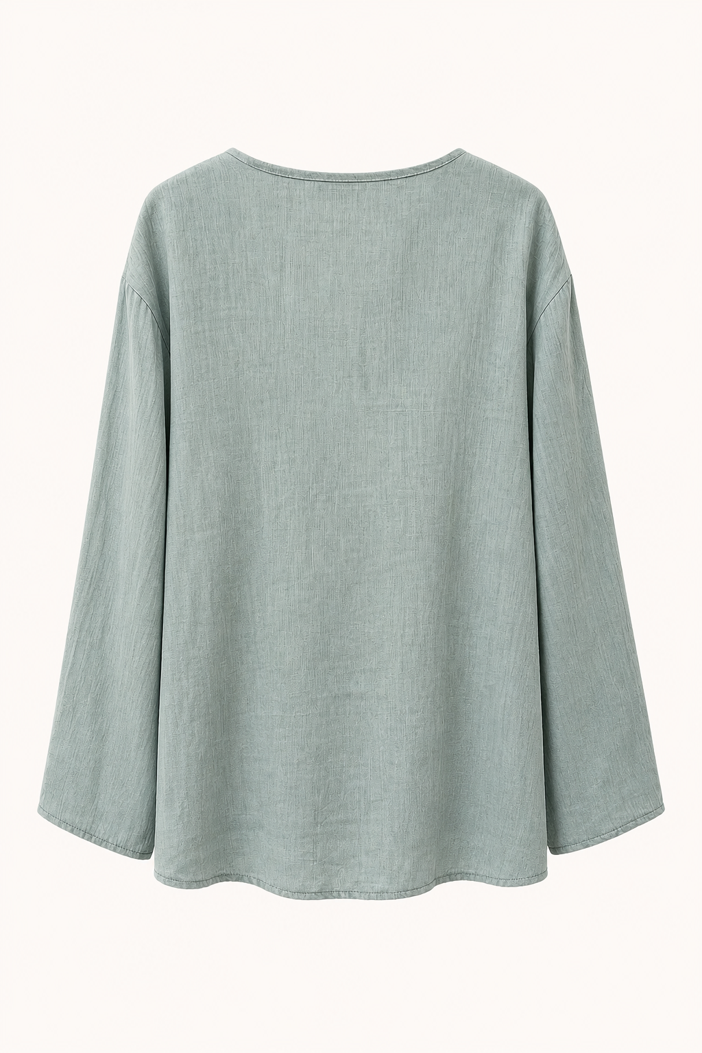 Blusa lino mujer manga larga escote V detalle calado botones casual - Kamila