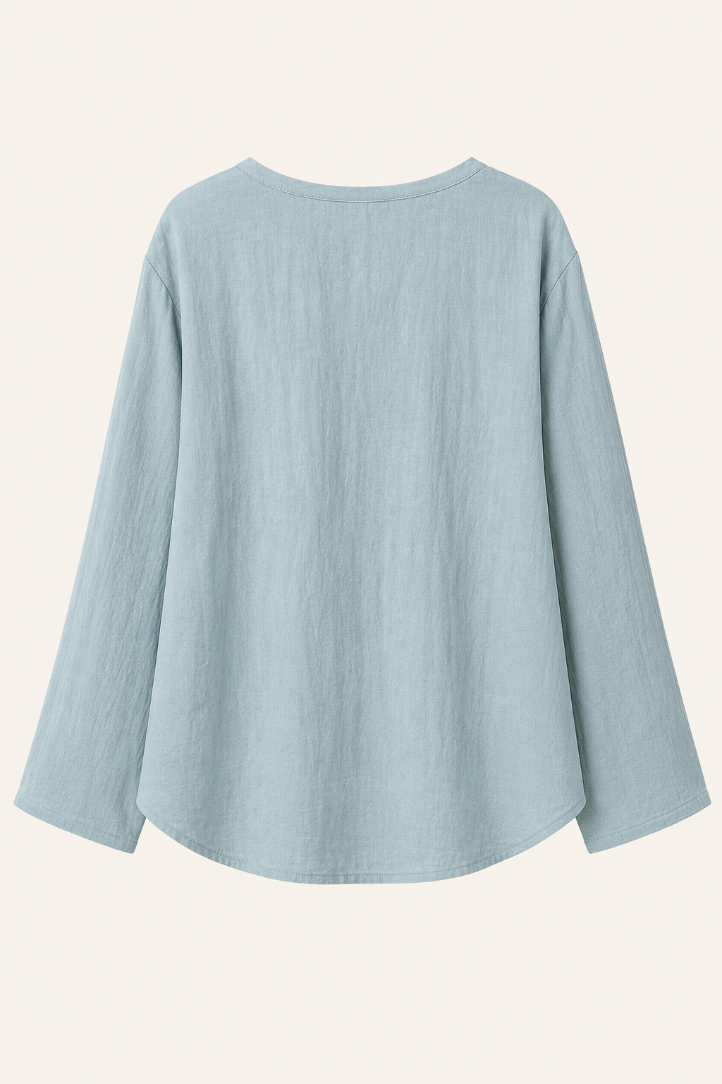 Blusa lino mujer manga larga escote V detalle calado botones casual - Kamila