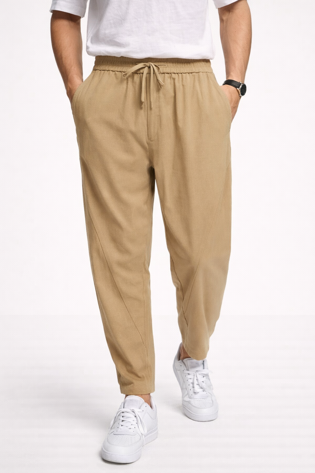 Pantalón jogger en lino con cordón ajustable para hombre - Najim