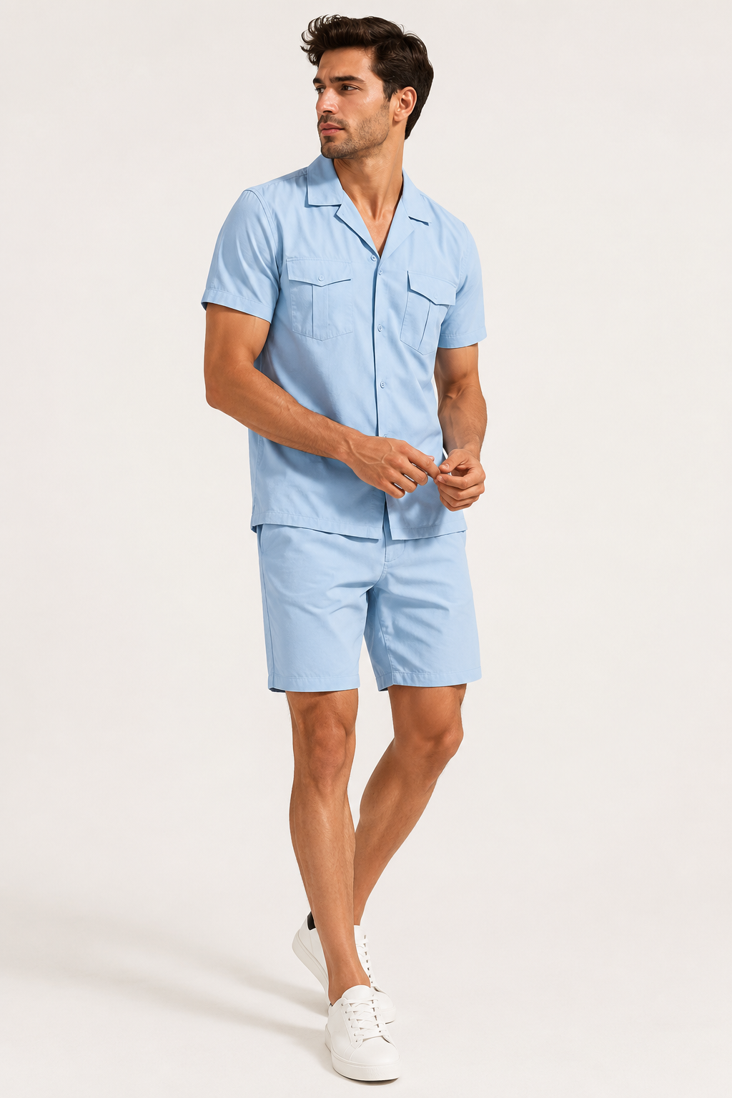 Conjunto hombre camisa manga corta short a juego doble bolsillo verano - Matthis