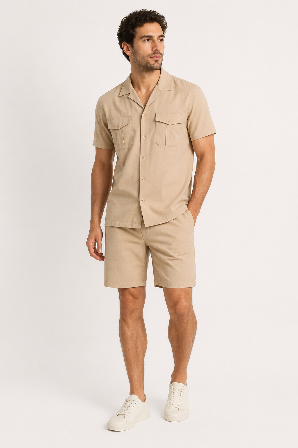 Conjunto hombre camisa manga corta short a juego doble bolsillo verano - Matthis