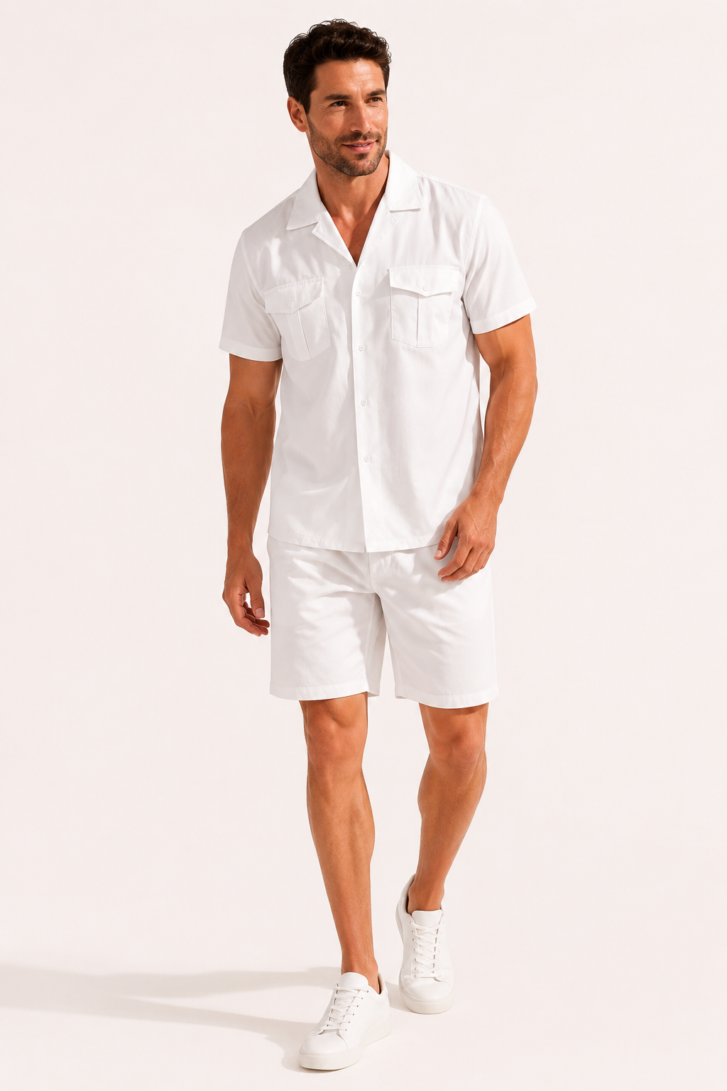 Conjunto hombre camisa manga corta short a juego doble bolsillo verano - Matthis