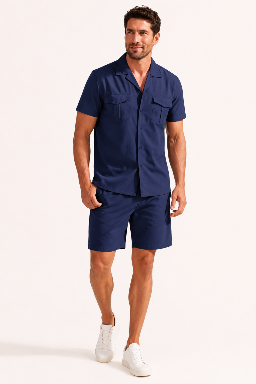 Conjunto hombre camisa manga corta short a juego doble bolsillo verano - Matthis