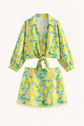 Conjunto mujer camisa nudo frontal short estampado limones verano - Jorinde
