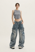 Jeans cargo con bolsillos múltiples para mujer - Gabriela