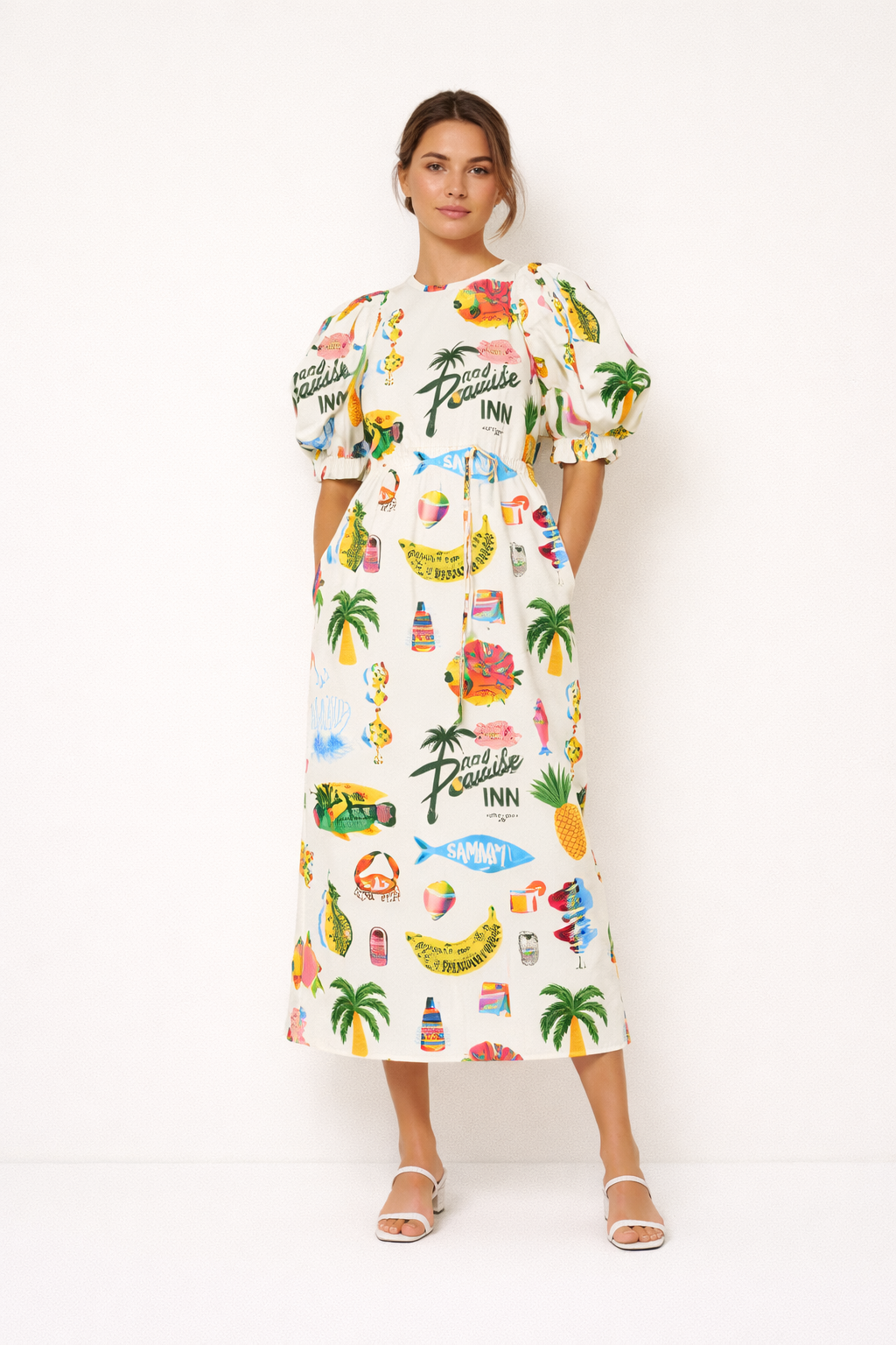 Vestido estampado con manga abullonada para el verano cómodo y casual - Stella