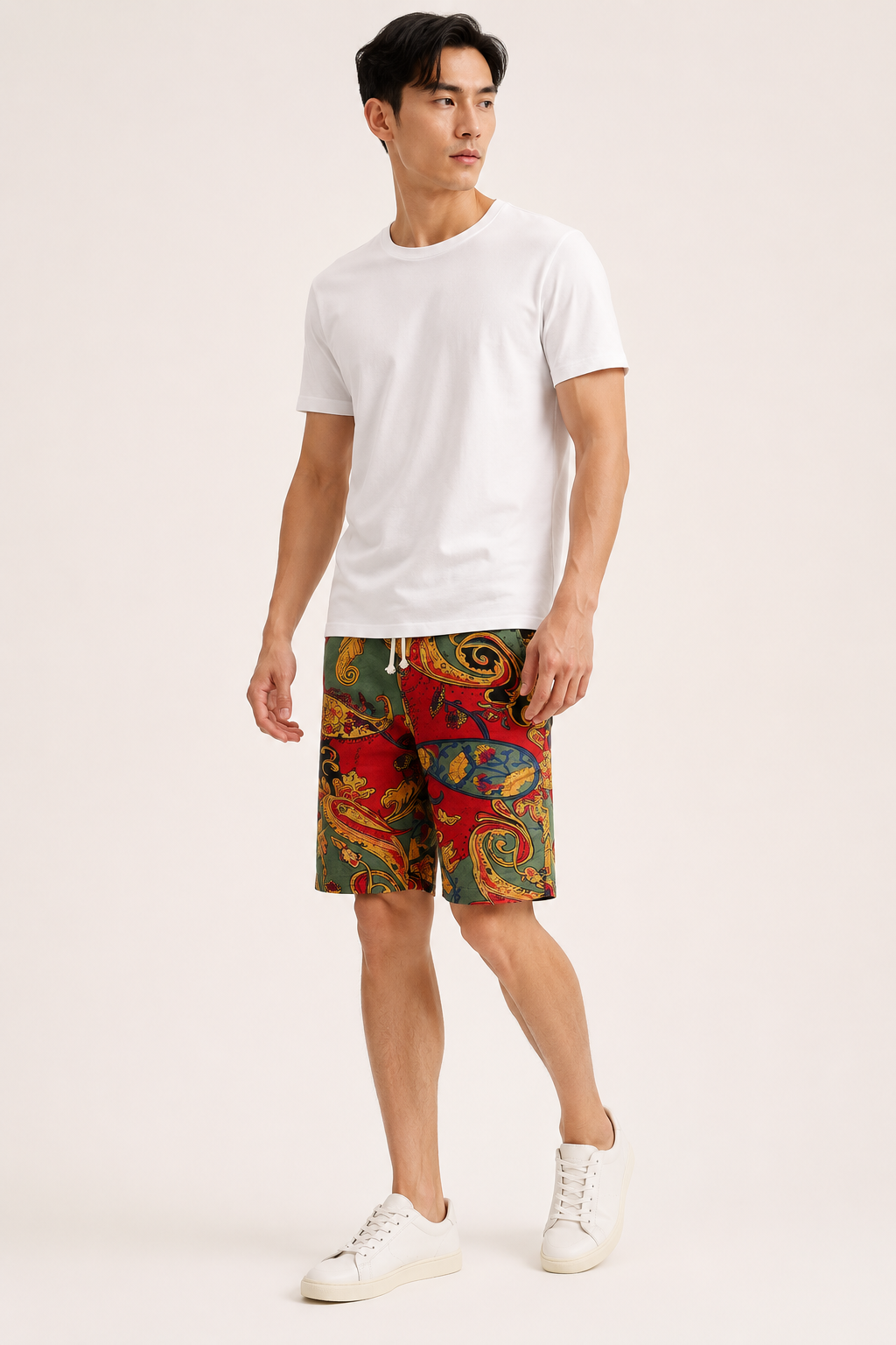 Short hombre estampado abstracto cintura ajustable largo rodilla casual - Hugo