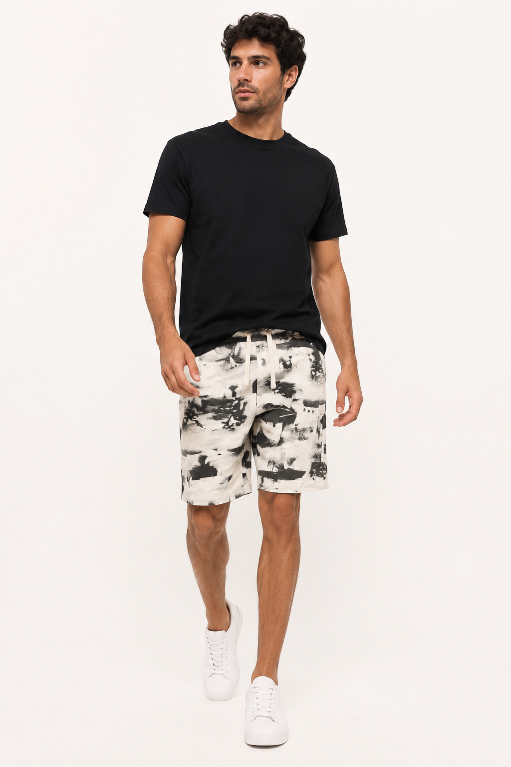 Short hombre estampado abstracto cintura ajustable largo rodilla casual - Hugo
