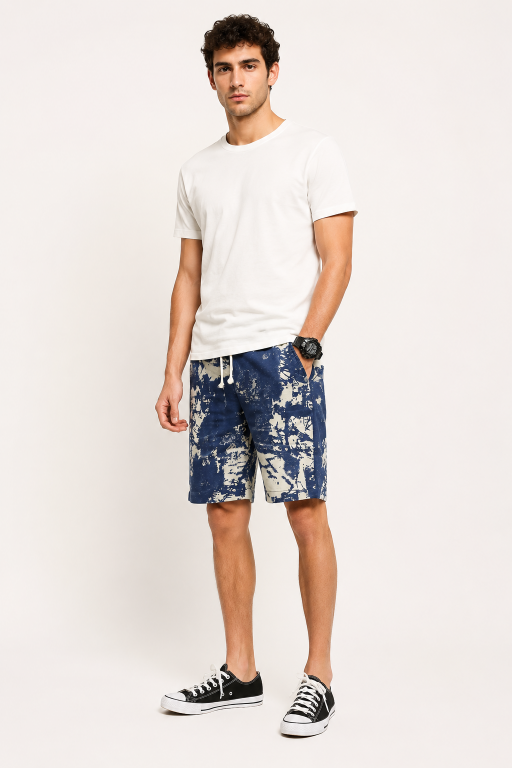 Short hombre estampado abstracto cintura ajustable largo rodilla casual - Hugo