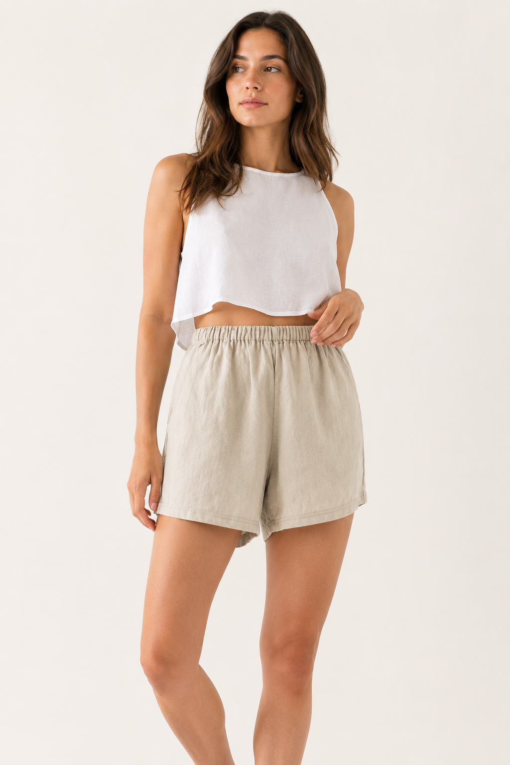 Short mujer cintura elástica tiro alto pierna amplia casual verano - Klara