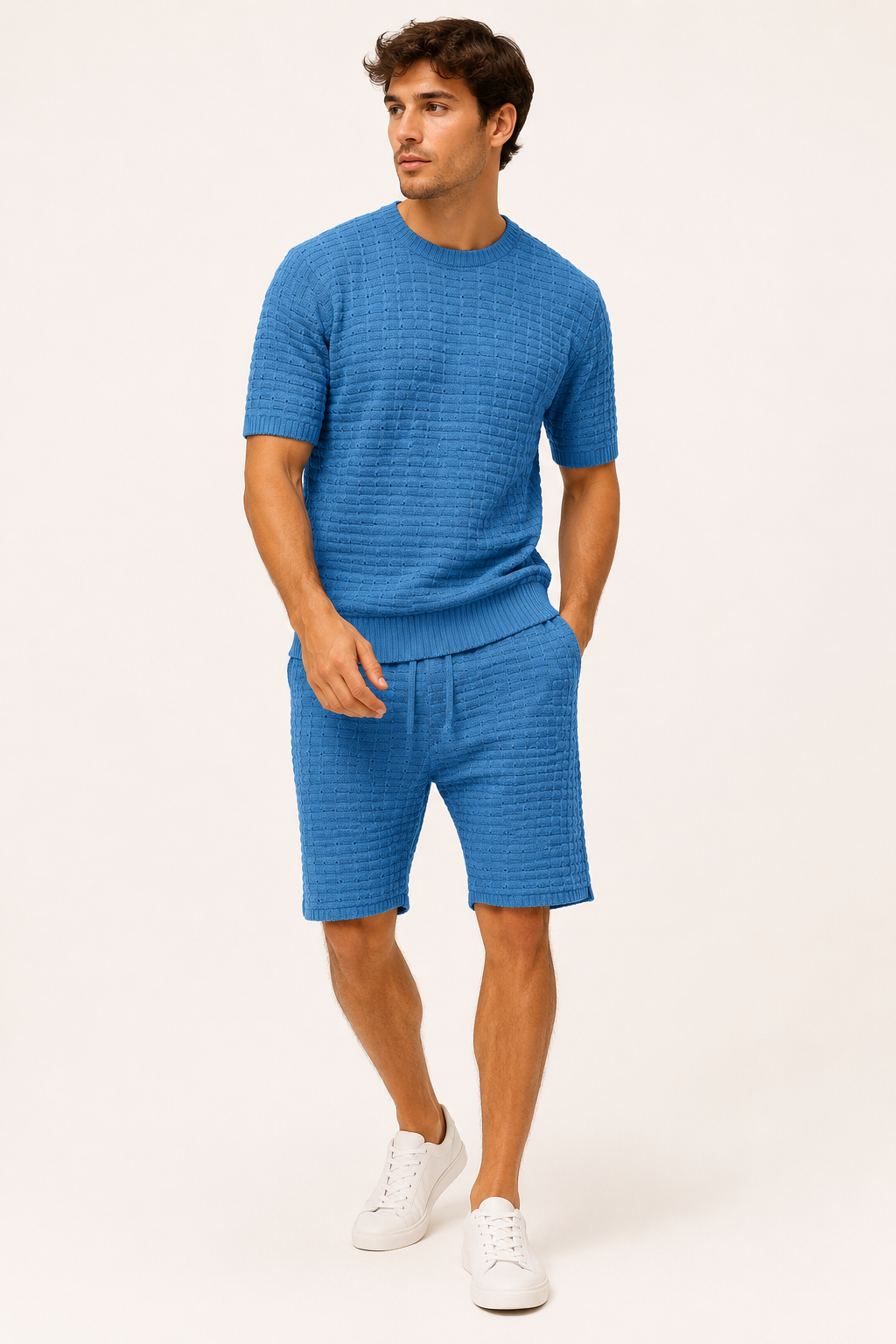 Conjunto hombre camiseta cuello redondo short cintura elástica textura - Oskar