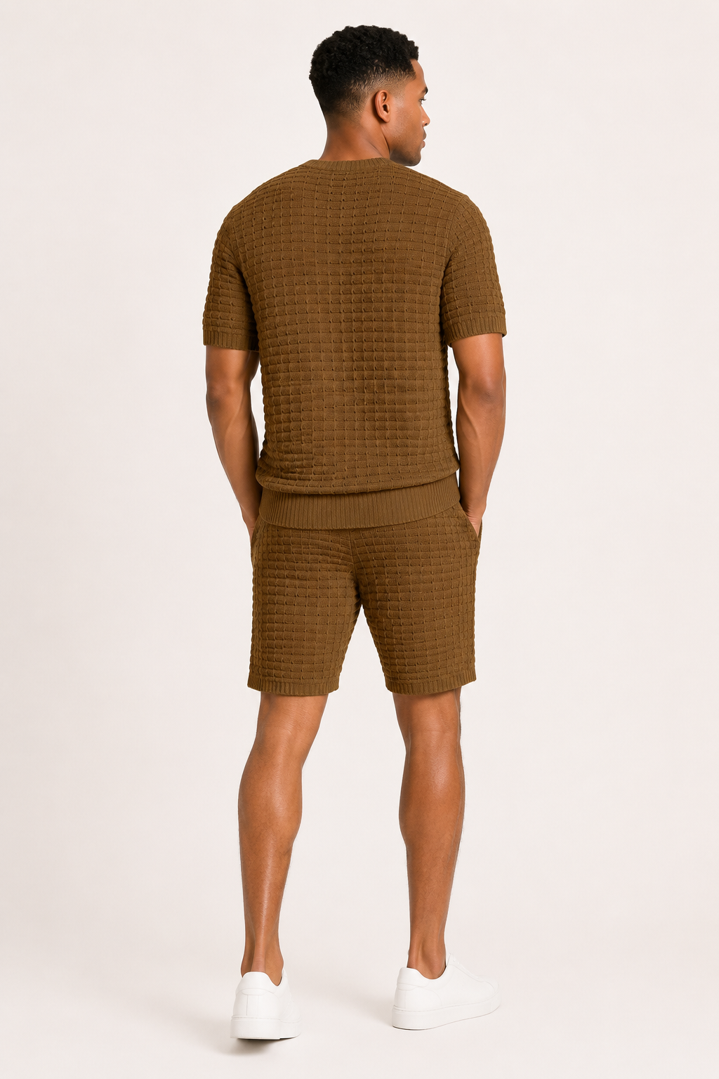 Conjunto hombre camiseta cuello redondo short cintura elástica textura - Oskar