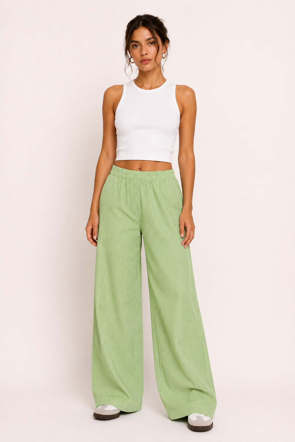Pantalón mujer rayas corte amplio cintura elástica ligero cómodo - Naire