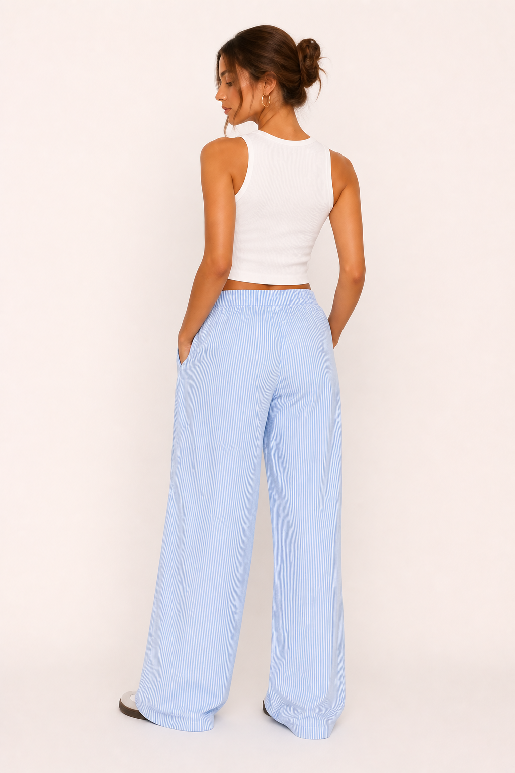 Pantalón mujer rayas corte amplio cintura elástica ligero cómodo - Naire