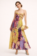 Vestido maxi elegante con plisado floral - Camila