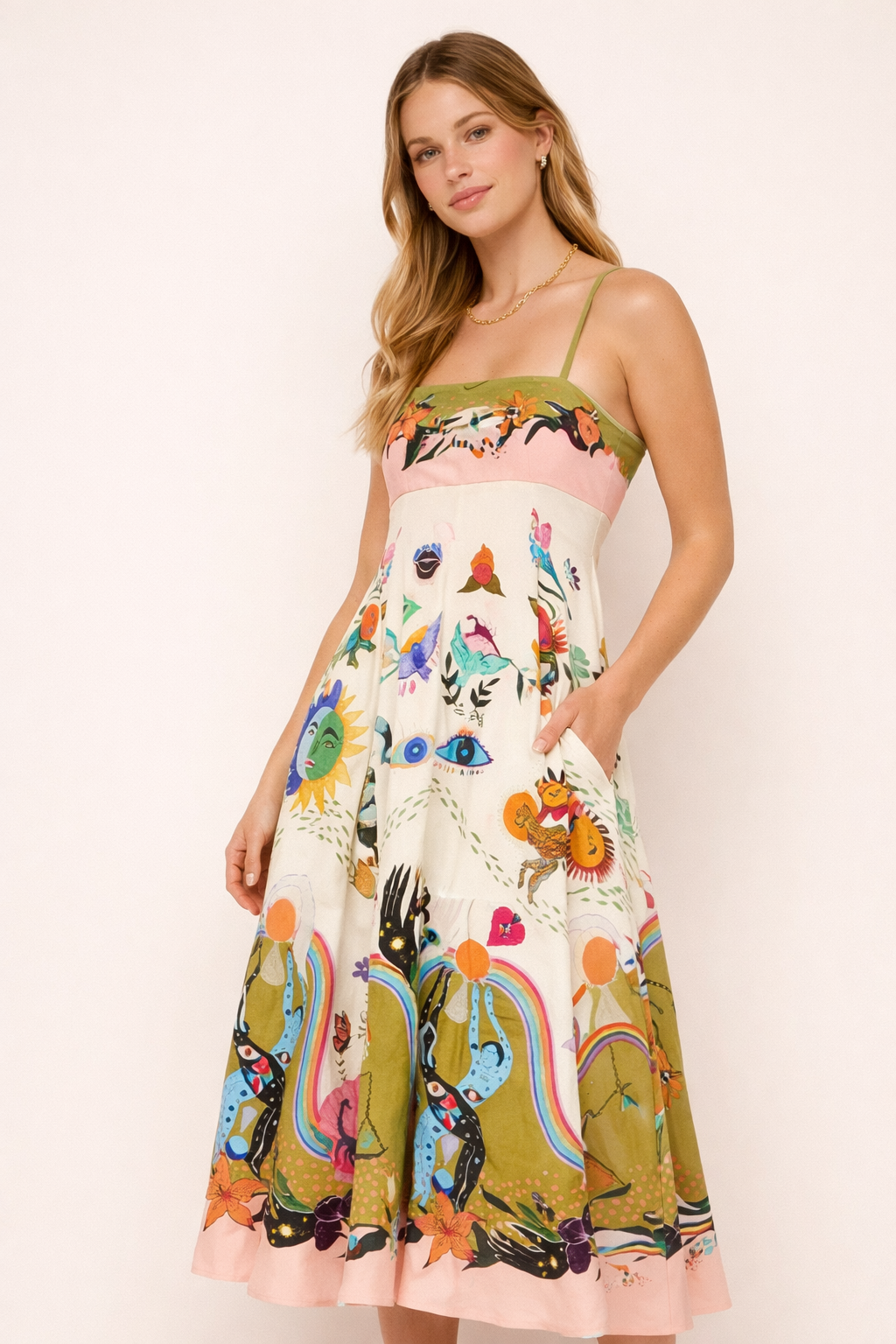 Maxi vestido para mujer con estampado artístico - Arianna