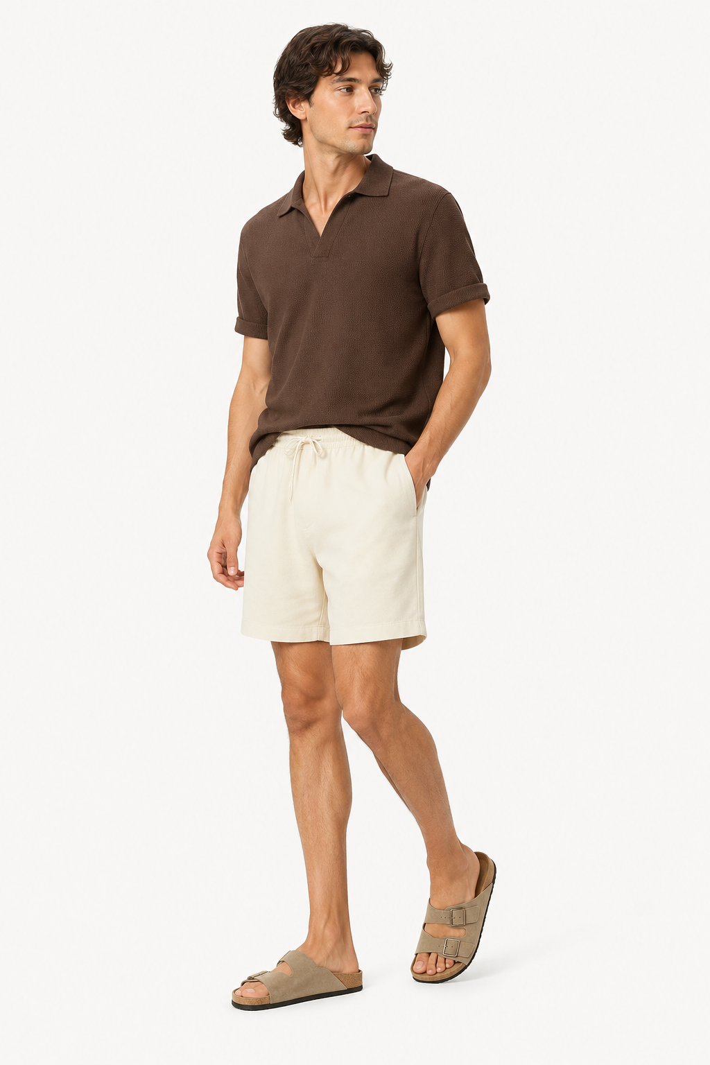 Bermuda casual hombre cintura elástica cordón corte recto bolsillos - Tarma