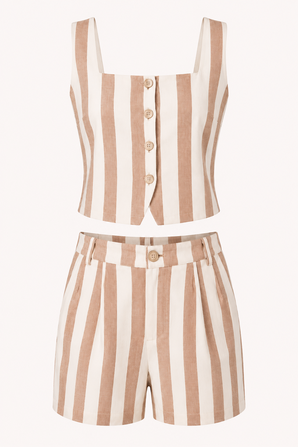 Conjunto mujer chaleco rayas tirantes anchos short tiro alto coordinado - Rieke