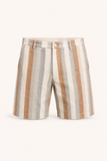 Bermuda lino hombre rayas anchas corte recto transpirable dobladillo - Falko