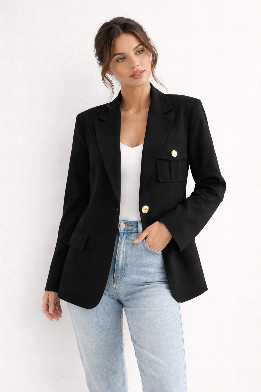 Blazer para mujer de ajuste recto con solapas - Luma