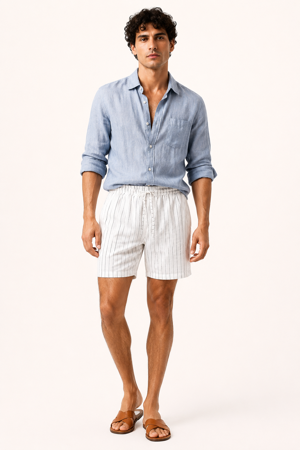 Short casual lino hombre cintura elástica cordón visible bolsillos - Levin