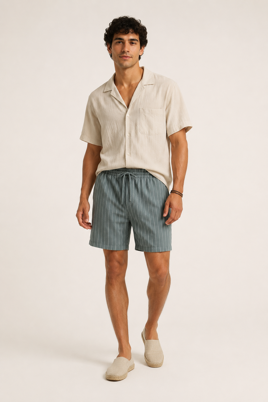 Short casual lino hombre cintura elástica cordón visible bolsillos - Levin