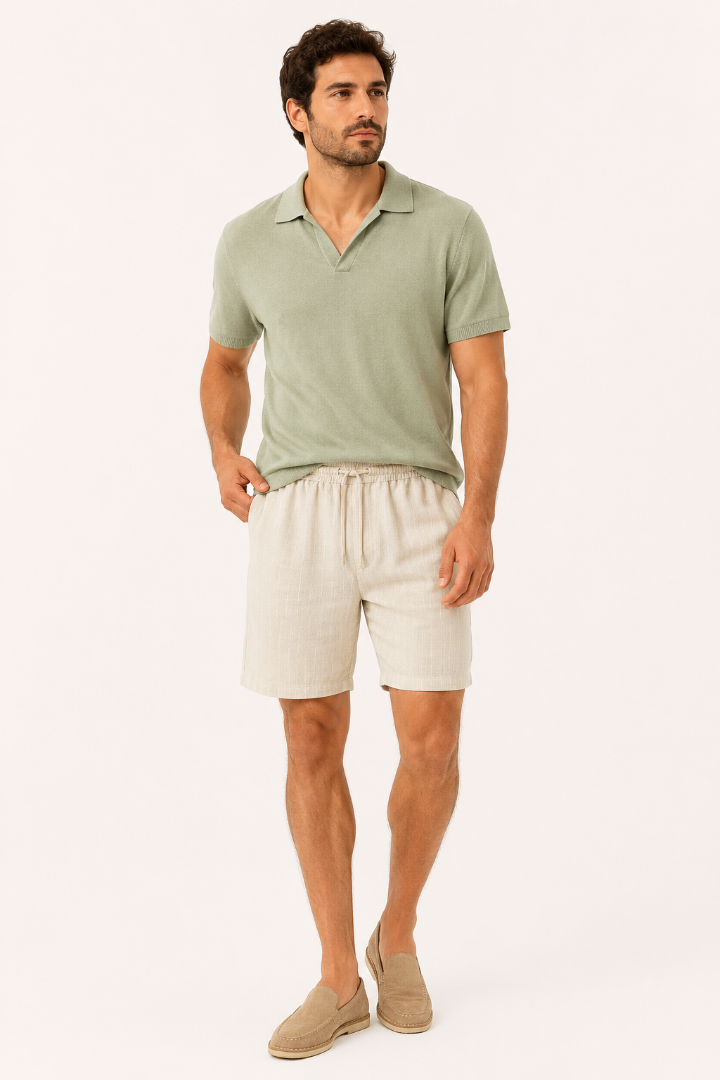 Short casual lino hombre cintura elástica cordón visible bolsillos - Levin