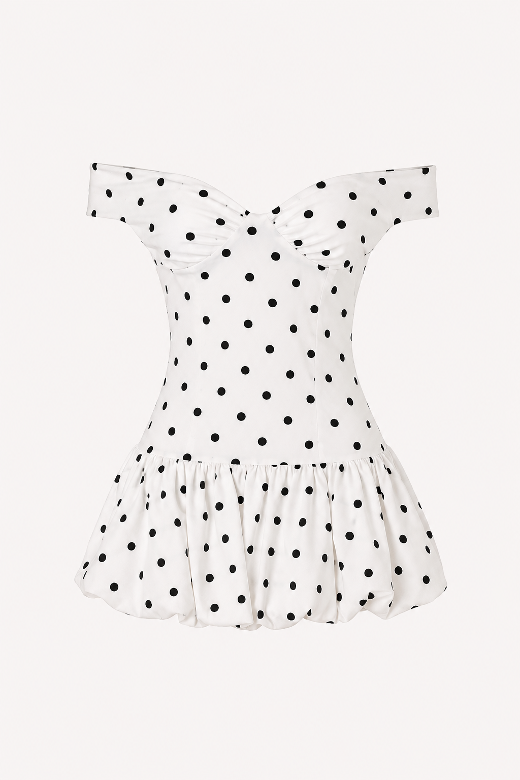 Vestido corto mujer lunares hombros descubiertos parte superior ajustada - Mila