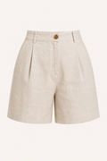Short mujer lino algodón tiro alto pinzas frontales trabillas cinturón - Holly