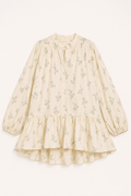 Vestido corto mujer floral cuello alto mangas globo volante bajo - Amelie