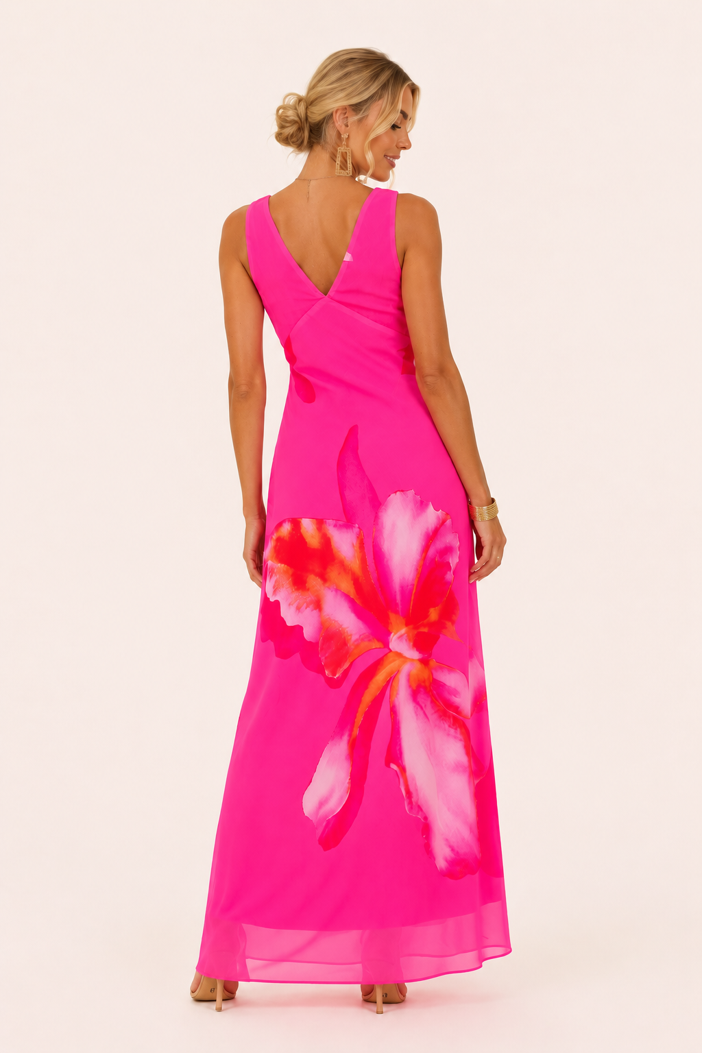 Vestido largo mujer floral escote cruzado sin mangas verano ligero - Soraya