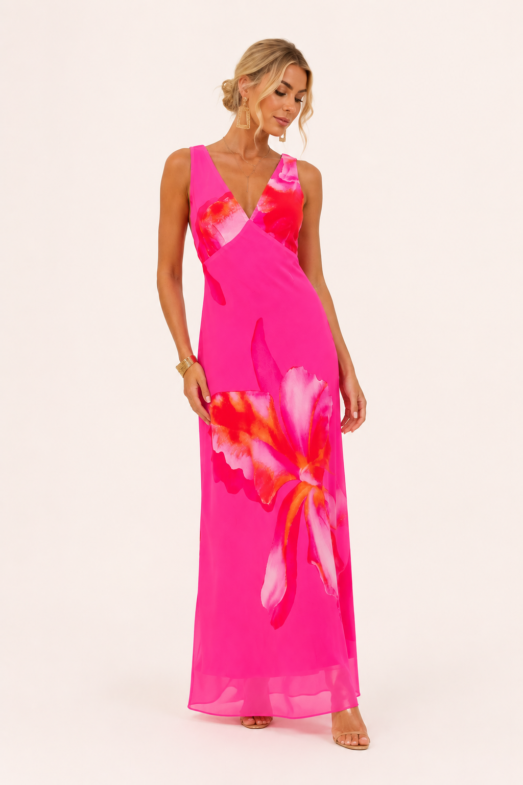 Vestido largo mujer floral escote cruzado sin mangas verano ligero - Soraya
