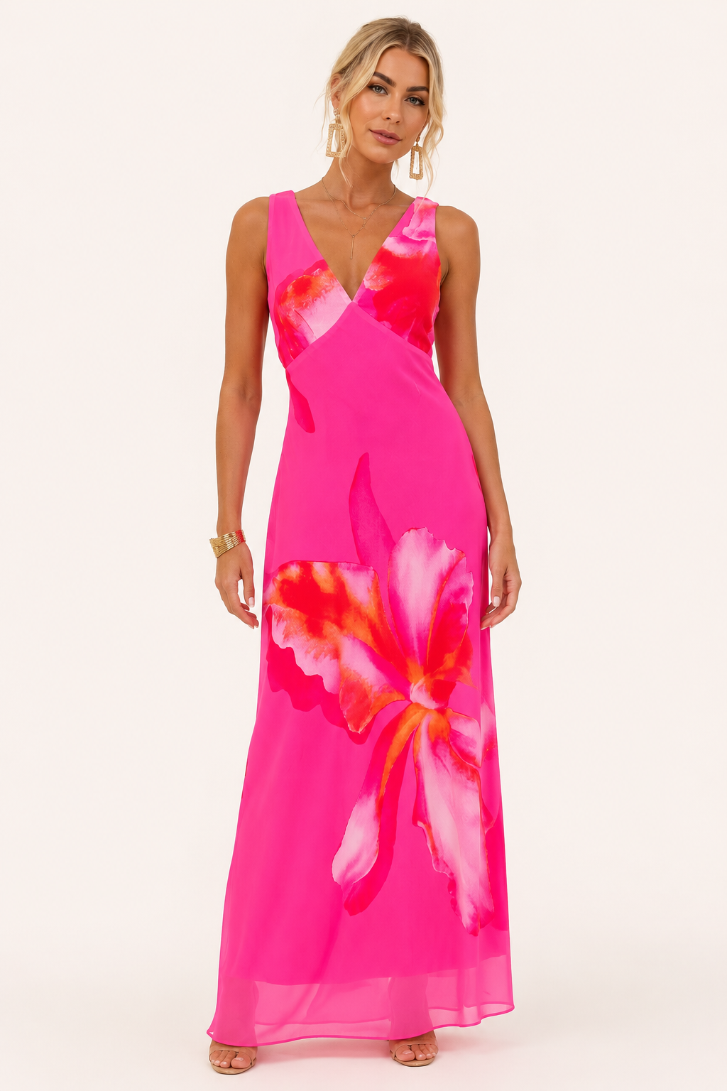Vestido largo mujer floral escote cruzado sin mangas verano ligero - Soraya