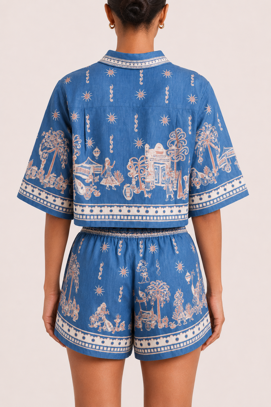Conjunto mujer estampado boho blusa relajada short cintura elástica verano - Valeria