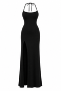 Vestido largo mujer tirantes finos abertura lateral espalda descubierta elegante - Kiara