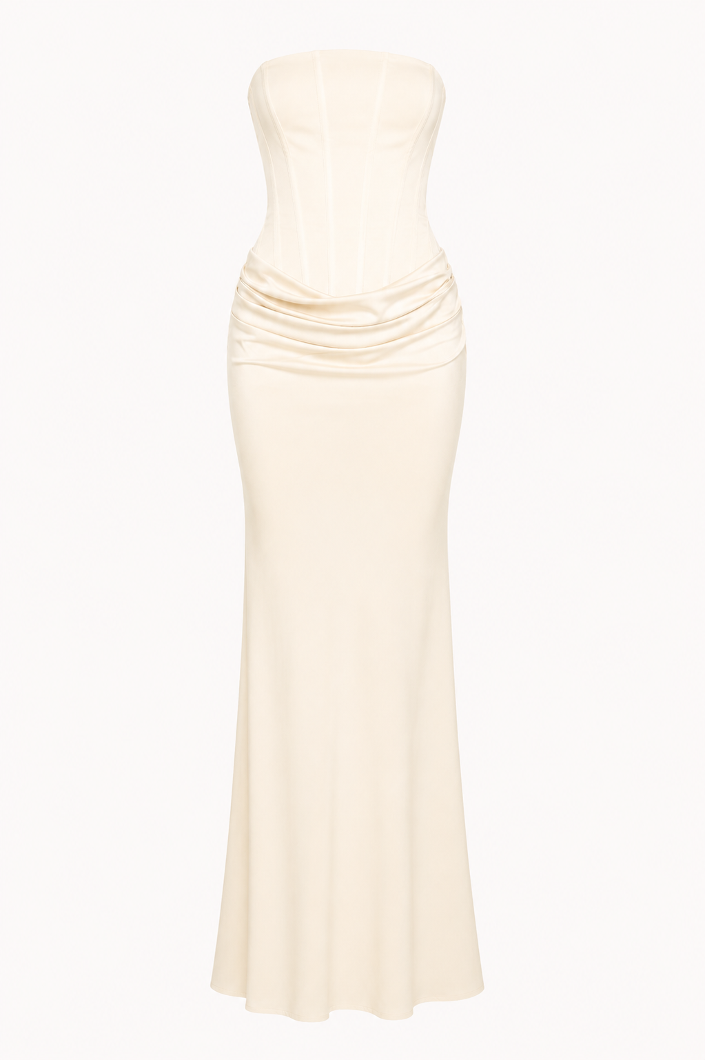 Vestido largo mujer strapless corset drapeado cadera efecto moldeador - Leni
