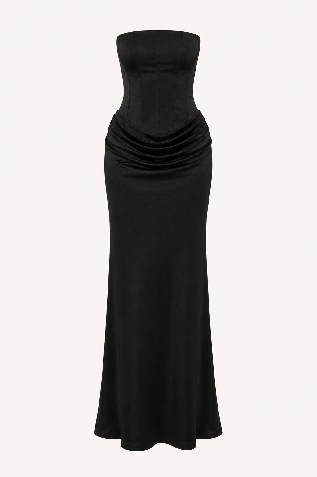 Vestido largo mujer strapless corset drapeado cadera efecto moldeador - Leni