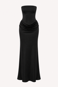 Vestido largo mujer strapless corset drapeado cadera efecto moldeador - Leni