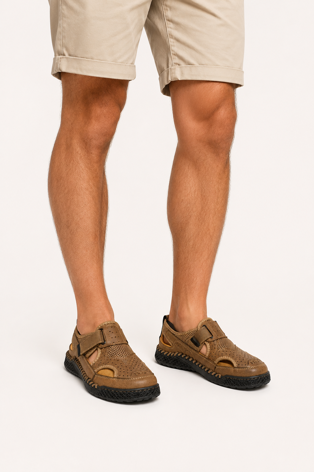 Sandalias hombre cerradas perforadas velcro puntera protegida suela gruesa - Lorenz