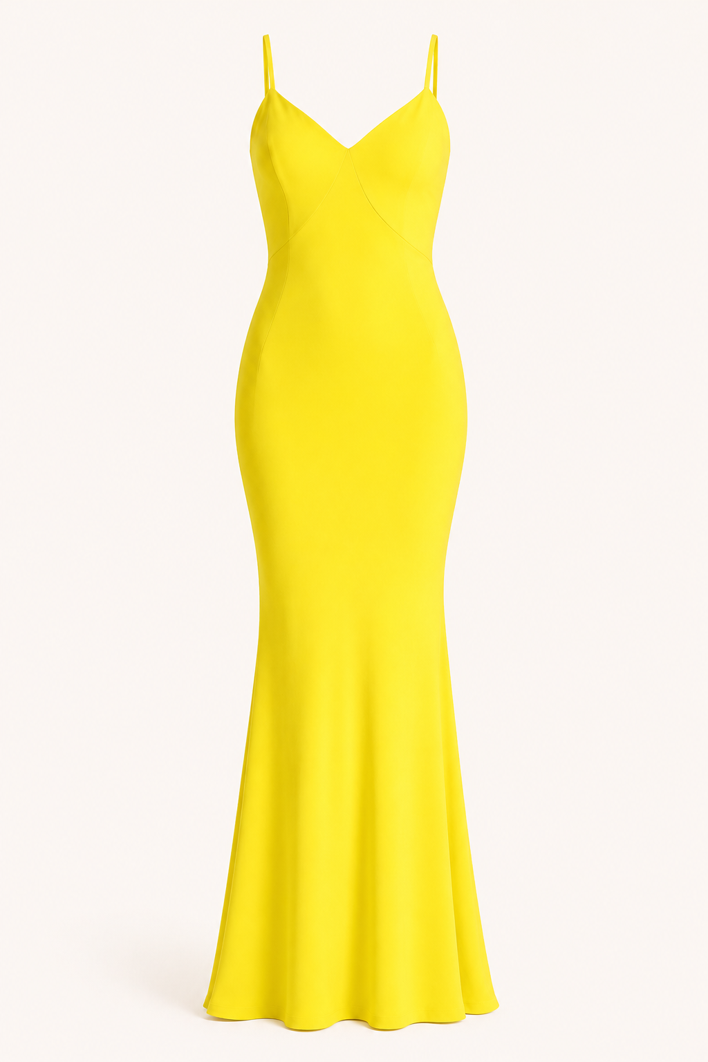 Vestido largo mujer corte sirena tirantes finos escote V liso - Elvie