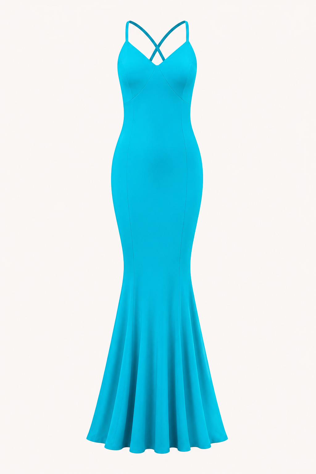 Vestido largo mujer corte sirena tirantes finos escote V liso - Elvie