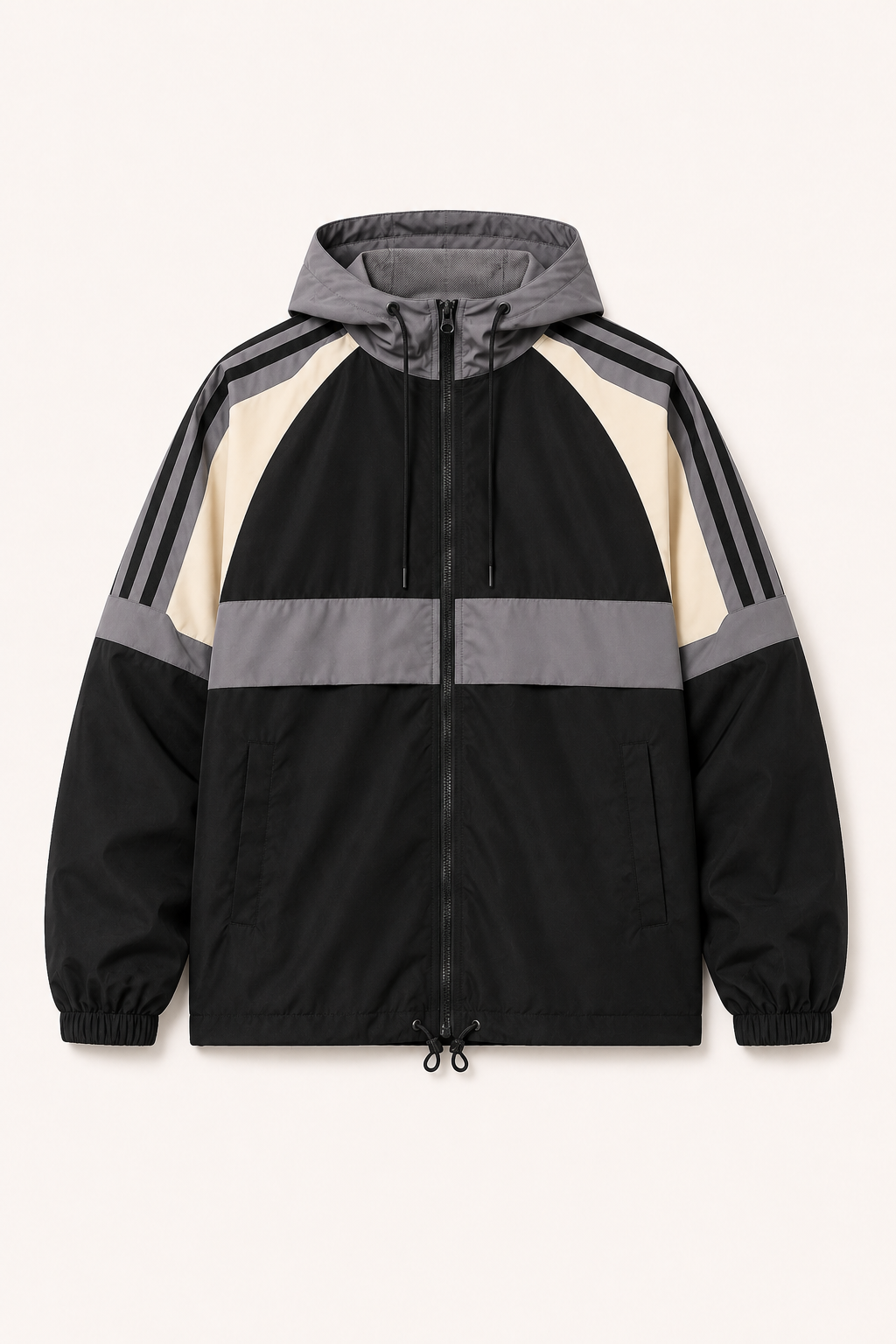 Chaqueta deportiva hombre capucha ajustable cortavientos contraste - Adriano