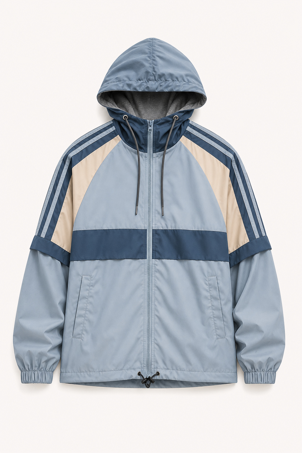 Chaqueta deportiva hombre capucha ajustable cortavientos contraste - Adriano
