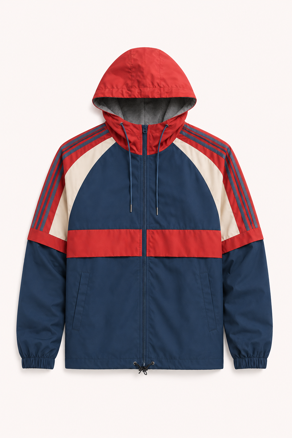 Chaqueta deportiva hombre capucha ajustable cortavientos contraste - Adriano