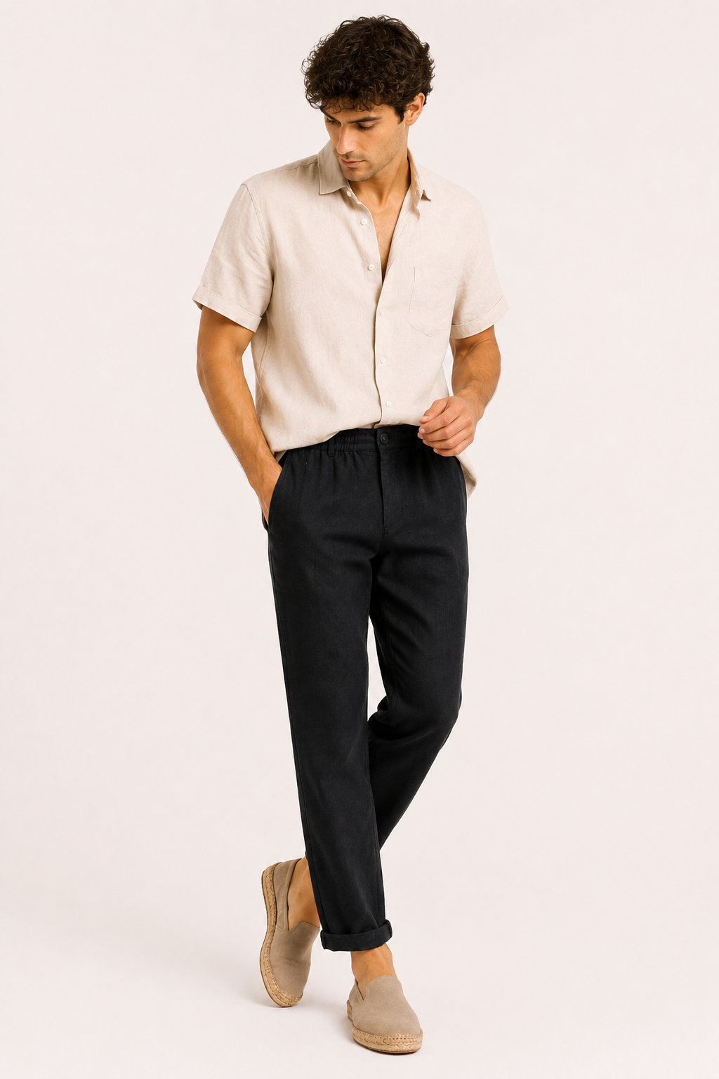 Pantalón hombre lino ligero minimalista cómodo versátil diario - Matteo