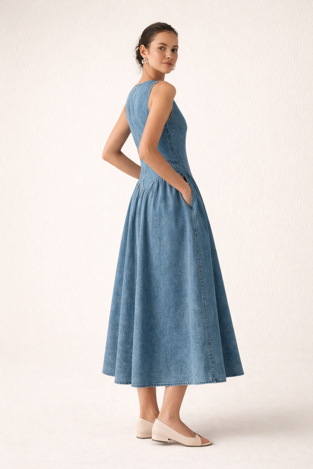 Vestido largo vaquero sin mangas silueta holgada mujer verano - Keyla