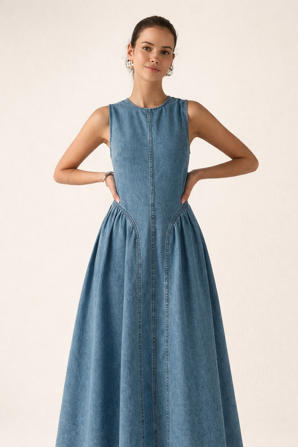 Vestido largo vaquero sin mangas silueta holgada mujer verano - Keyla